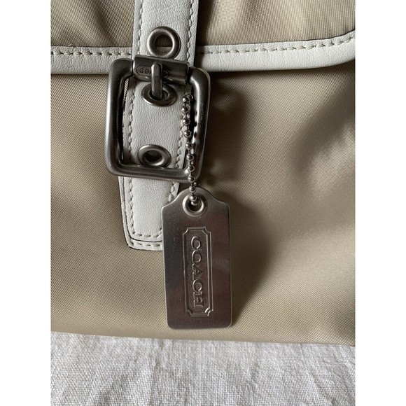 Vintage Y2K Coach Khaki & Cream Nylon Leather Small Satchel Handbag No. M3J-6255 - Picture 2 of 8